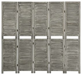 vidaXL Kamerscherm met 5 panelen 179x166 cm massief hout grijs