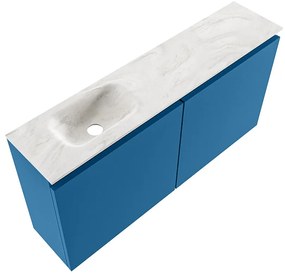 Mondiaz Ture DLux toiletmeubel 100cm jeans met wastafel ostra links met kraangat