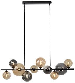 Eettafel / Eetkamer Art Deco hanglamp zwart met smoke en goud 10-lichts - Wess Art Deco G9 Binnenverlichting Lamp