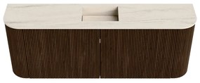 Mondiaz Joya DLux 115cm toiletmeubel ronding links/rechts walnut met wastafel faye midden 1 kraangat meli