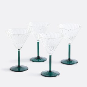 Set van 4 glazen met voet, borosilicaatglas, Marty