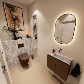 Mondiaz Ture DLux toiletmeubel 60cm rust met wastafel glace midden zonder kraangat