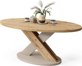 Mazzoni LOXA Artisan Eiken / Kasjmier - OVALE SALONTAFEL 120x65 cm