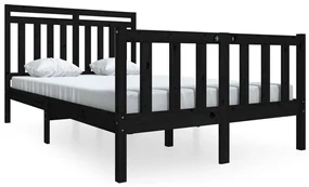 vidaXL Bedframe massief hout zwart 140x190 cm