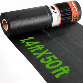VEVOR onkruidbestrijdingsdoek 0,4 x 15,2 m, tuinvlies 90 g/m², polypropyleen onkruidmat, onkruidbarrière met hoge ventilatie en drainage, wortelbarrière voor kassen, boerderijen en tuinen, zwart