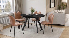 Mazzoni ALMO Zwart mat / zwarte poten - OVALE UITSCHUIFTAFEL 120-220 cm VOOR 10-12 PERSONEN