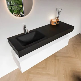 Zaro Alan badmeubel 140cm talc 1 lade met vrijhangende wastafel cloud links 1 kraangat urban