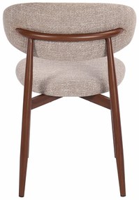 Eetkamerstoel Walnoot Met Beige Stof