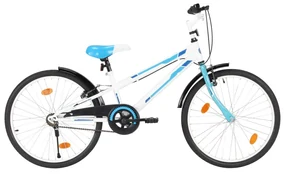 vidaXL Kinderfiets 24 inch blauw en wit