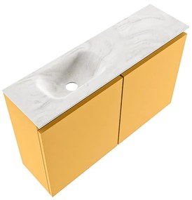 Mondiaz Ture DLux toiletmeubel 80cm ocher met wastafel ostra links zonder kraangat