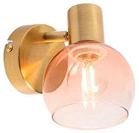 Smart Spot / Opbouwspot / Plafondspot goud met roze glas incl. 3 Wifi P45 - Vidro Art Deco E14 bol / globe / rond rond Binnenverlichting Lamp