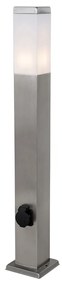 Buitenlamp staal 80 cm met stopcontact IP44 - Malios