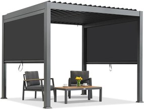 Lagos 3x3 vrijstaande terraspergola met rolluiken aan twee zijden Garden Point antraciet
