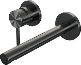 Brauer Stripe inbouw wastafelkraan ColdStart met rechte uitloop en rozetten model A2 gunmetal geborsteld PVD