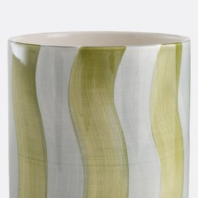 Bloempot met strepen van geglazuurd keramiek, diameter 14 cm, TOUMA