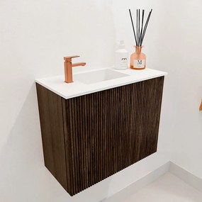 Mondiaz Joya 50cm toiletmeubel walnut met wastafel faye links 1 kraangat talc