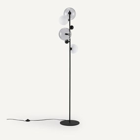 Staande lamp in gerookt glas en metaal, Bullesco