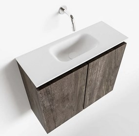 Mondiaz Ture 60cm toiletmeubel dark brown met wastafel talc midden geen kraangat