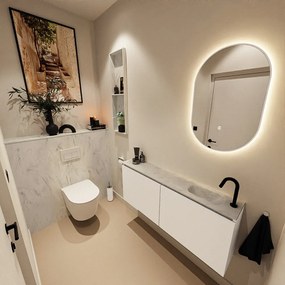 Mondiaz Ture DLux toiletmeubel 120cm talc met wastafel opalo rechts met kraangat