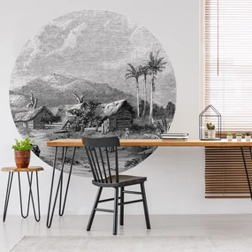 WallArt Behangcirkel Landscape of Guadeloupe 142,5 cm