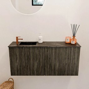 Mondiaz Joya DLux 90cm toiletmeubel shadow met wastafel faye links 1 kraangat lava