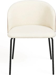 Set 4 Glacia Witte Stoffen Stoelen met Gestoffeerde Houten Rugleuning