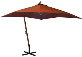 vidaXL Zweefparasol met paal 3x3 m massief vurenhout terracotta