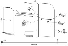 Sanigoods Arcana inloopdouche met handdoekhouder chroom 100x200cm