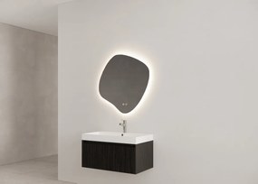 Gliss Design Timotheus badmeubel met ribbelfront 80cm black veneer met glans witte wastafel Lako