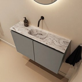 Mondiaz Ture DLux toiletmeubel 80cm smoke met wastafel glace midden zonder kraangat