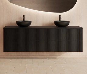 Gliss Design Hybris badkamermeubel met ribbelfront 200cm black veneer