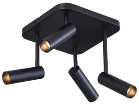 Afgeronde plafondSpot / Opbouwspot / Plafondspot zwart GU10 35mm 4-lichts draai- en kantelbaar - Kate Modern GU10 vierkant Binnenverlichting Lamp