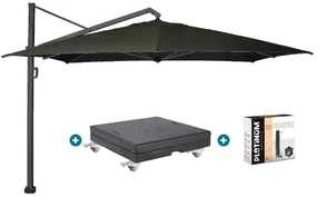 Platinum Icon T1 Zweefparasol - 4x3m. - Faded Black met voet en hoes