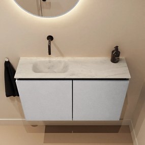 Mondiaz Ture DLux toiletmeubel 80cm plata met wastafel opalo links zonder kraangat