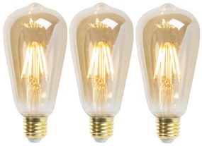 Set van 3 E27 dimbare LED lampen ST64 goldline 5W 380 lm 2200K