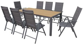 Garden Point grijze aluminium tuinmeubelen met grote Verona Wood tafel voor 12 personen