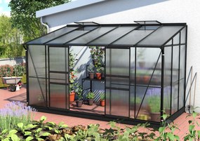 Vitavia Ida muurserre - 7,8m² - met 4 mm polycarbonaat - Zwart