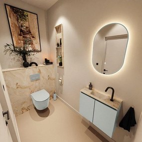 MONDIAZ TURE-DLUX 60cm toiletmeubel Greey. EDEN wastafel Frappe positie midden. Met 1 kraangat. TUREDX60GREM1FRA