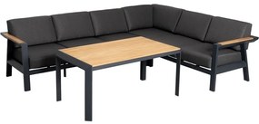 Showroommodel Victoria hoek dining loungeset 4 delig aluminium teak