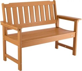 VEVOR Tuinbank Tuinmeubelen Banken 128 cm 363 kg Draagvermogen voor 2-3 personen, Weerbestendig kunststof frame met rugleuning en brede armleuningen, Patiobank voor tuin, park, tuin, houtkleur