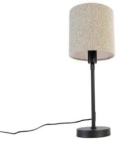 Tafellamp zwart verstelbaar met boucle kap taupe 20 cm - Parte Design E27 rond Binnenverlichting Lamp