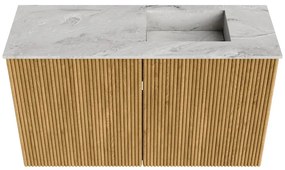 Mondiaz Joya DLux 70cm toiletmeubel oak met wastafel faye rechts 1 kraangat glace