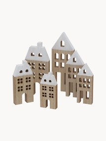 Decoratieve huisjes Towny van hout, 6 stuks