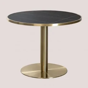 Ronde Eettafel (ø100 Cm) In Staal Briselda Goud - Sklum