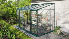 Vitavia Ida muurserre 6,5m² met veiligheidsglas - Donkergroen - Met dubbele schuifdeur (B120 cm) en fundering