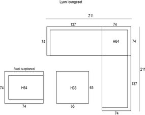 Garden Impressions Lyon loungeset 4-delig - grijs