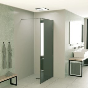 Mueller Slimline inloopdouche 80cm rookglas anti-kalk inclusief chroom profiel & stang