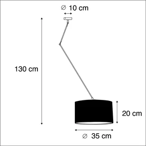 Stoffen Hanglamp zwart met velours kap rood met goud 35 cm - Blitz Klassiek / Antiek E27 cilinder / rond rond Binnenverlichting Lamp