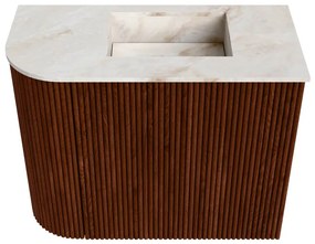 Mondiaz Joya DLux 50cm toiletmeubel ronding links ruby met wastafel faye rechts 1 kraangat frappe