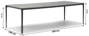 Dining Tuintafel rechthoekig 240 x 100 cm Aluminium Grijs Gianna